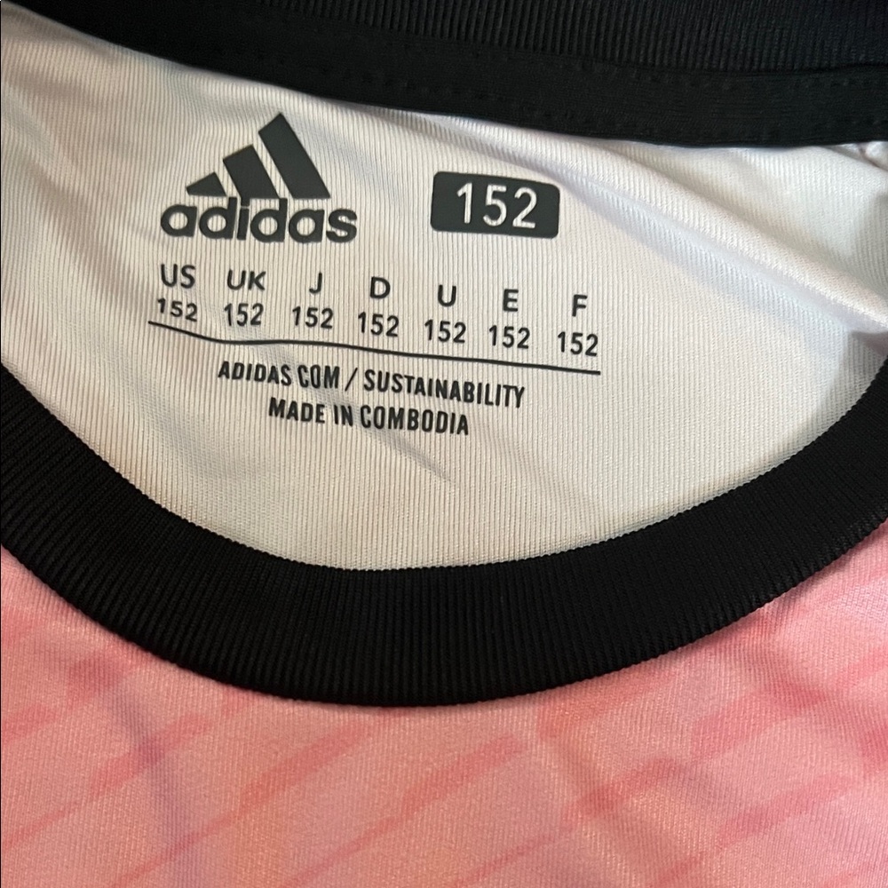 adidas Pink Soccer Jersey with Black Crest - Picture 2 of 4